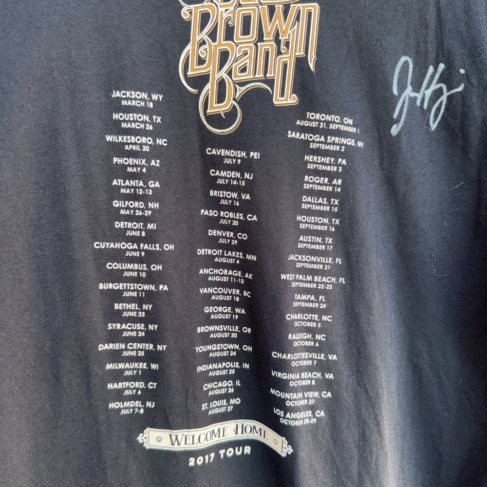 SIGNED Zach Brown Band 2017 Tour Tee - Black with Gold & White Graphics SIGNED